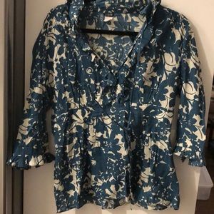 J. Crew Floral Print Ruffle Blouse